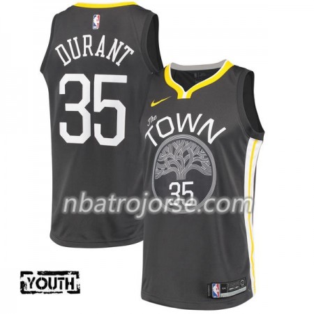 Barn Golden State Warriors Tröja Kevin Durant 35 Nike 2017-18 Svart Swingman